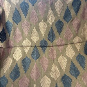 Leaf Patterned Upholstery Fabric in Blue, Purple, and Cream